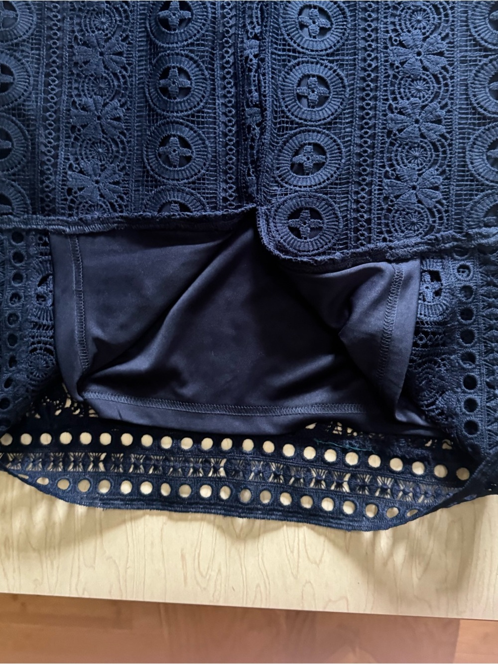 Lulus Cocktail Ready Navy Blue Crochet Lace Midi Dress size medium - Picture 10 of 14